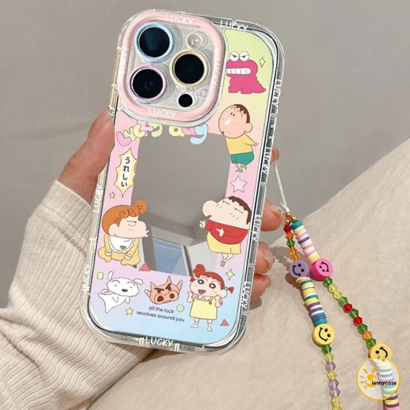 เคสกระจก Crayon Shin-chan สุดน่ารัก เข้ากันได้กับ IPhone 7 8 Plus 15 11 Pro Max 14 13 12 Pro Max XR X 14 Plus XS Max SE