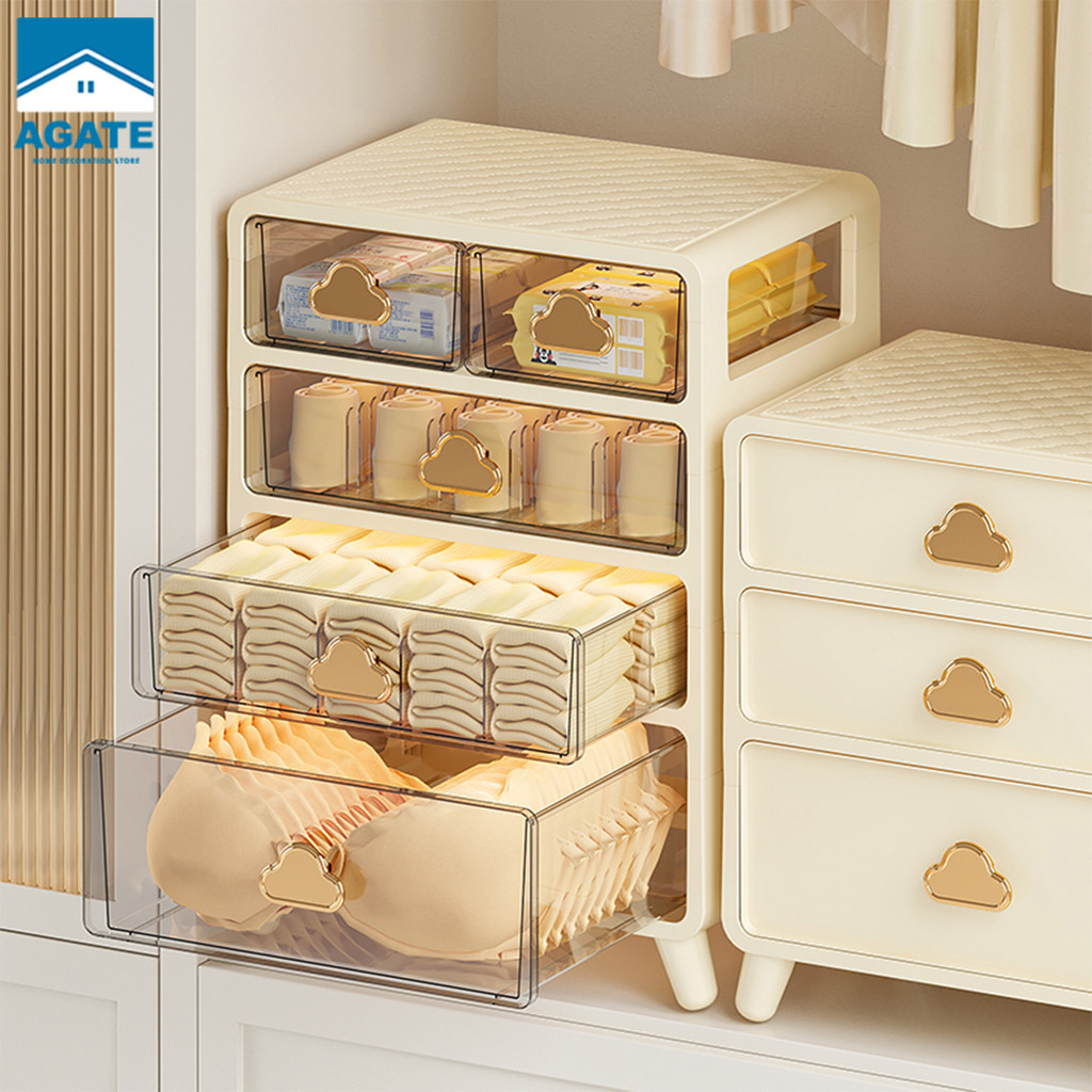 ตู้ลิ้นชักพลาสติก ตู้เก็บของแบบลิ้นชักตามซอก ตู้จัดระเบียบเสื้อผ้า storage box กล่องเก็บเสื้อใน ชุดชั้นใน เพิ่มความจุ