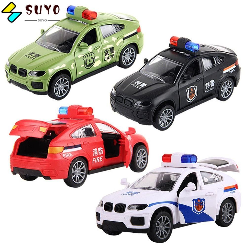 Suyo รถเฉื่อยของเล่นพื้นผิวเรียบ Coasting ประตูเปิดรถตํารวจรถดับเพลิง