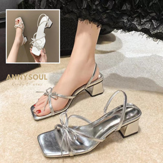 รองเท้าส้นใหญ่สำหรับผู้หญิง สไตล์โบว์แบบใหม่ล่าสุด