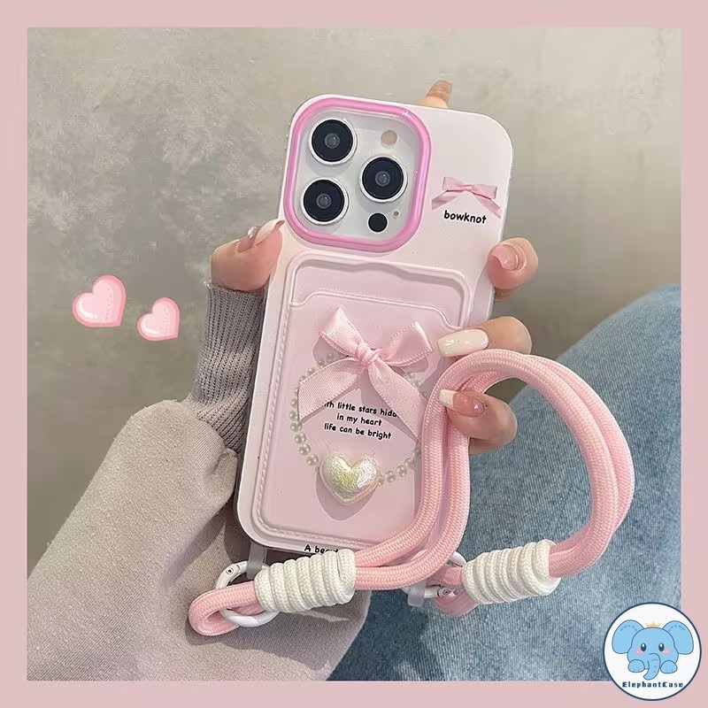 โบว์โบว์รักกระเป๋าสตางค์บัตรเข้ากันได้กับกระเป๋าสตางค์เคสไอโฟน 11 13 15 XR 14 12 Pro Max 7 15 8 14 Plus X XS Max SE 2020