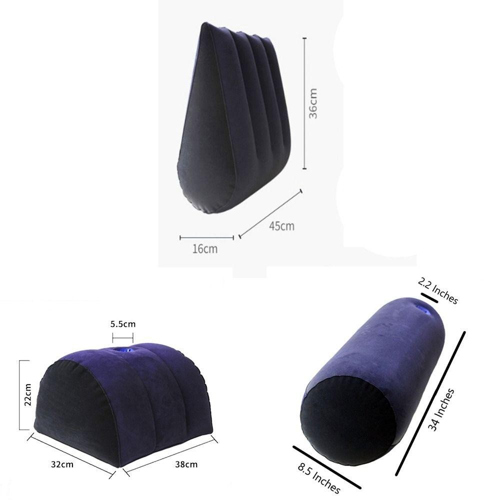 หมอนซิลิโคน BUBBLE, Triangle กระบอก Wedge Blue + Black Magic Cushion, ของขวัญ Inflatable PVC Flocking Soft Relax Cushion Home ราคา ถูกที่สุด ดีลบีเคเค แกลเลอรีภาพที่ 2
