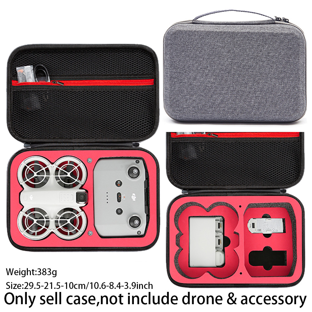 กระเป๋าถือสําหรับอุปกรณ์เสริม DJI Neo Fly More Combo, กระเป๋าเดินทางเก็บของ EVA แบบพกพาสําหรับ DJI Neo, เข้ากันได้กับรีโมทคอนโทรล RC-N3, แบตเตอรี่สอง, ฮับชาร์จ