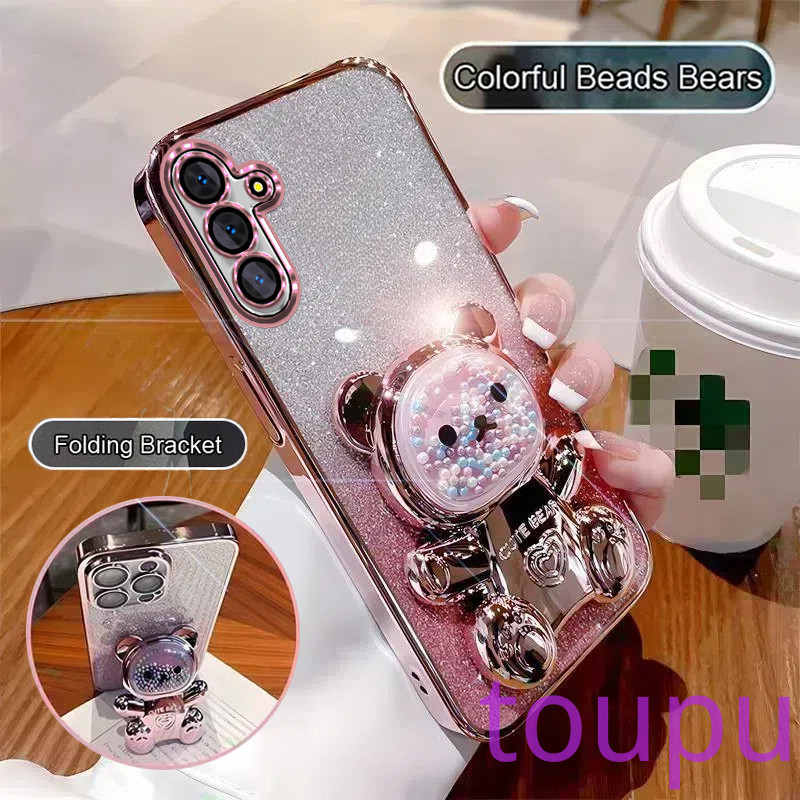 SAMSUNG เคสโทรศัพท์สําหรับsamsung A55 A15 A25 A35 A05S A04S A14 A24 A34 A54 5Gแฟชั่นGlitterไฟฟ้าโปร่