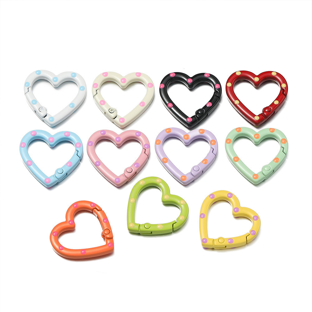 St.kunkka 2-5 มือวาดหัวใจแหวนฤดูใบไม้ผลิหัวเข็มขัดโลหะผสมหัวใจฤดูใบไม้ผลิหัวเข็มขัดแฟชั่น Charm Heart-Shaped DIY พวงกุญแจโทรศัพท์มือถือโซ่จี้อุปกรณ์เสริม