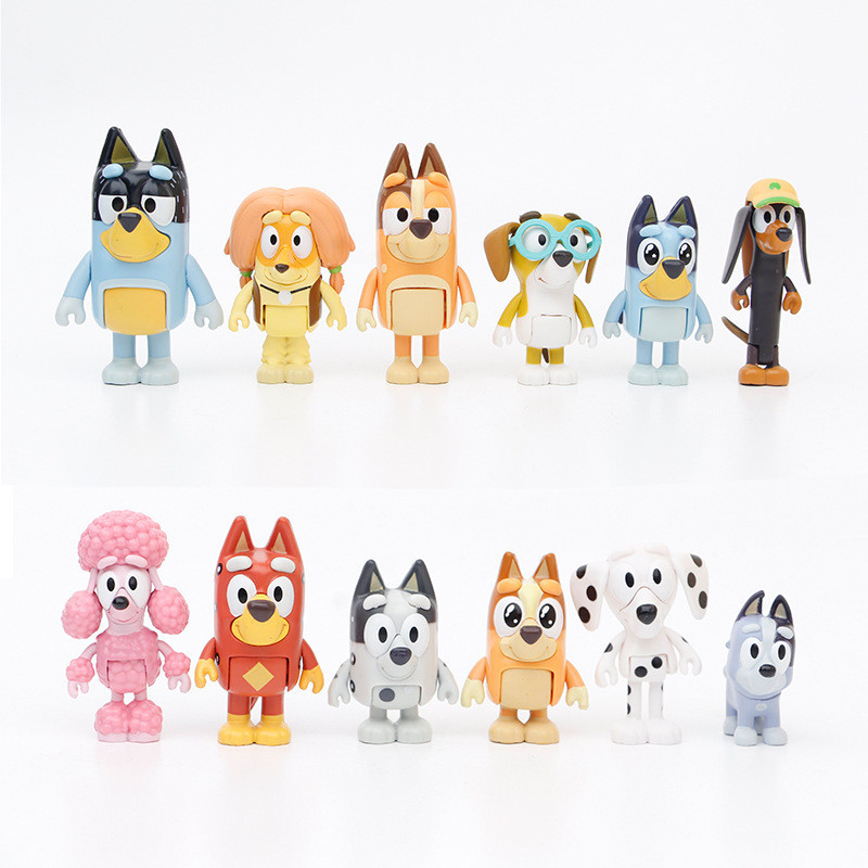 "The Bluey Family" Bluey Play House ของเล่นตุ๊กตาข้อต่อเป็นเครื่องประดับโมเดลตุ๊กตาที่สามารถเคลื่อนย้ายได้