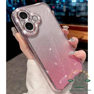 เคส iphone16 ชุบเพชรเคสโทรศัพท์ iphone16 Pro Max 15 14 13 12 11 เคสสําหรับเคส iPhone ซิลิโคนนุ่ม TPU กันกระแทก