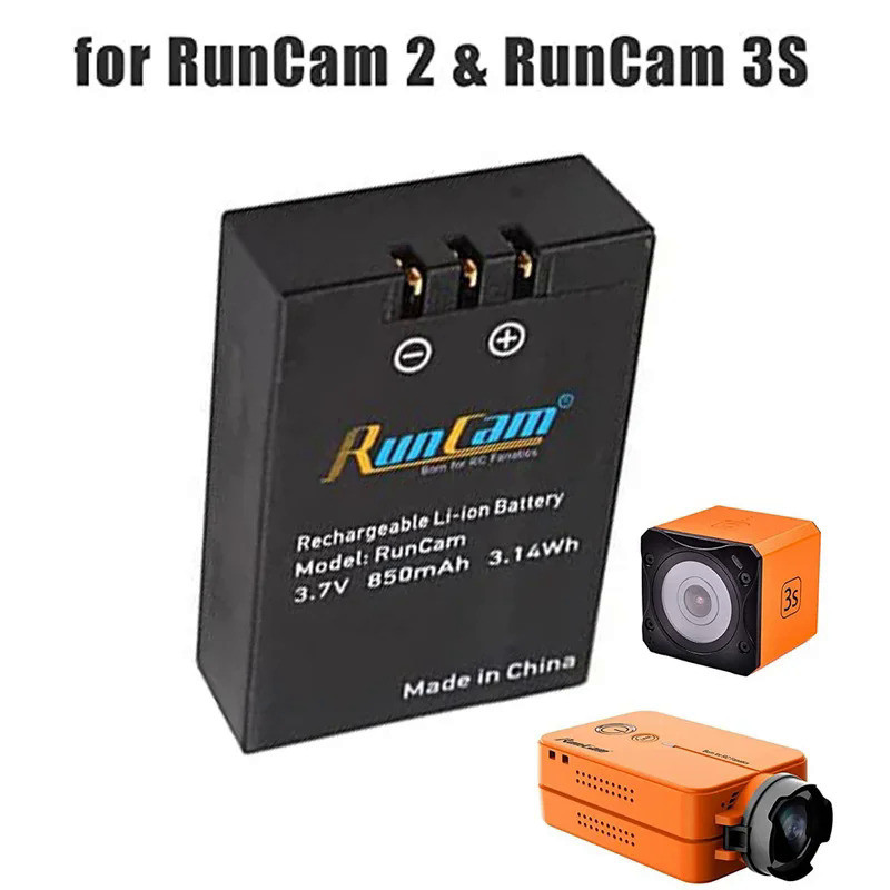 Runcam 2 3S Battery 1S 850mAh 3.7V Removable Camera Battery for  Lite Scope Cam 4K Rechargeable Li-I