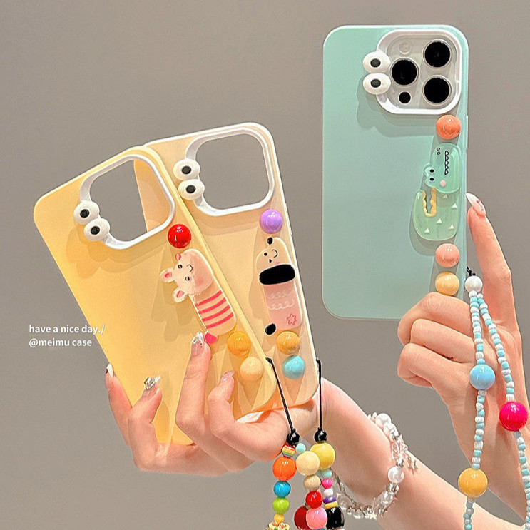 น่ารัก 3D Dool สายคล้องซิลิโคนอ่อนนุ่มสําหรับ Apple ip iPhone 11 12 13 14 15 16 Pro Max 14 15 Plus แฟชั่นของผู้หญิงของขวัญ Frosted