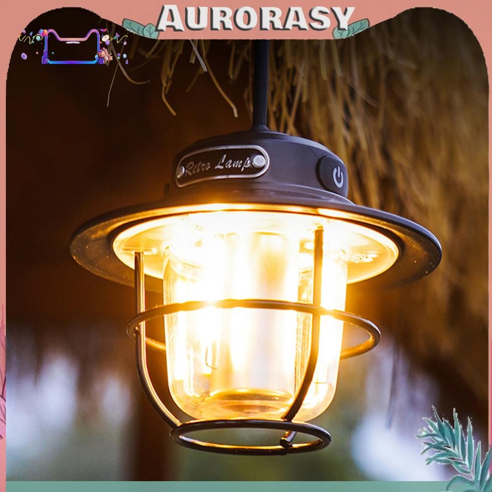 [AS] โคมไฟ LED Camping Vintage 200LM ไฟเต็นท์ Stepless Dimming สําหรับการผจญภัยกลางแจ้ง
