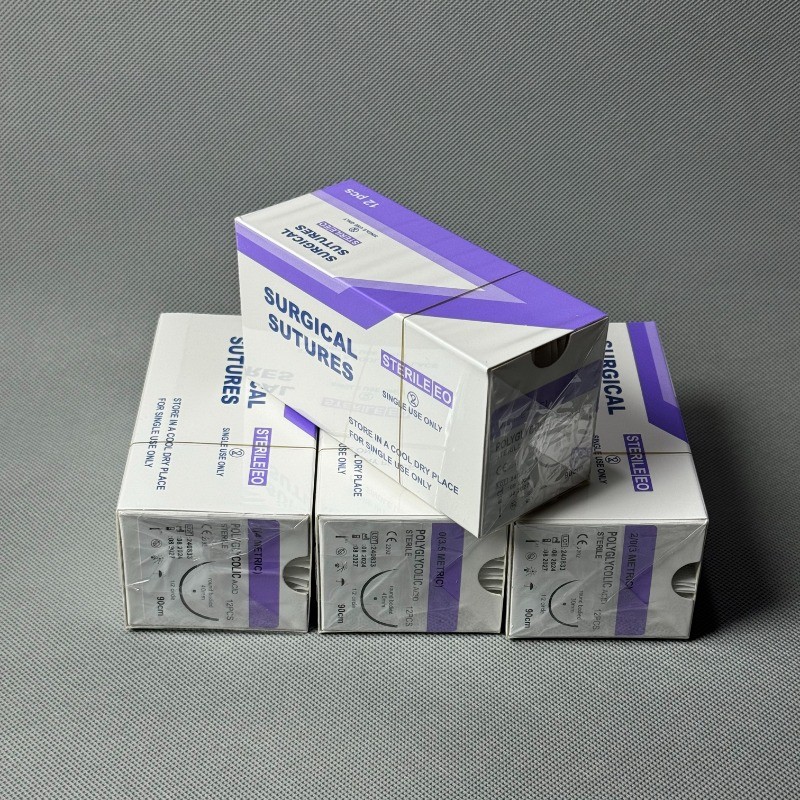 12 ชิ้น Absorbable PGA Suture พร้อมเข็ม, เย็บแบบใช้แล้วทิ้งสําหรับสัตว์