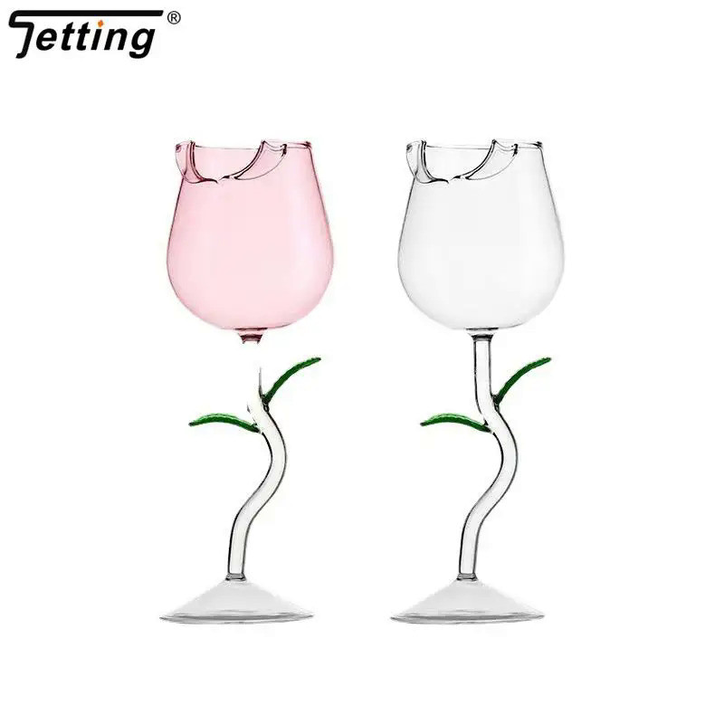 1Pc Wine Glass Exquisite Transparent Rose Shape Goblet Cocktail Cup Home Champagne Red Wine Glasses 