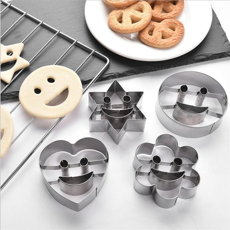 4ชิ้นยิ้มใบหน้าคุกกี้แม่พิมพ์ตัดบิสกิตขนมเครื่องมือตกแต่งเค้กเบเกอรี่ขนมทําเองเครื่องมือ4รูปร่าง