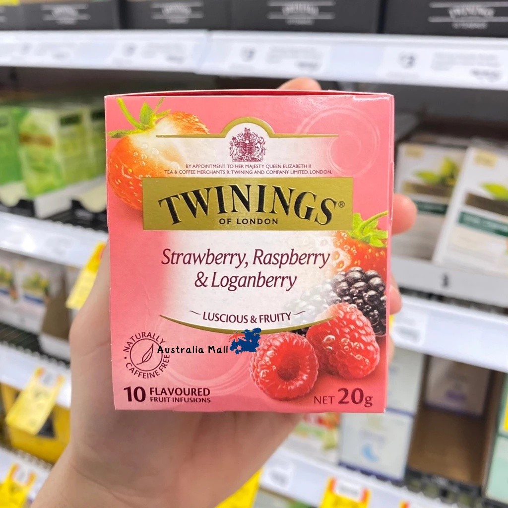 ชา Twinings Strawberry, Raspberry & Loganberry ชาผลไม้ 1 กล่อง 10 ซอง ส่งตรงจากออสเตรเลีย EXP.08/2027