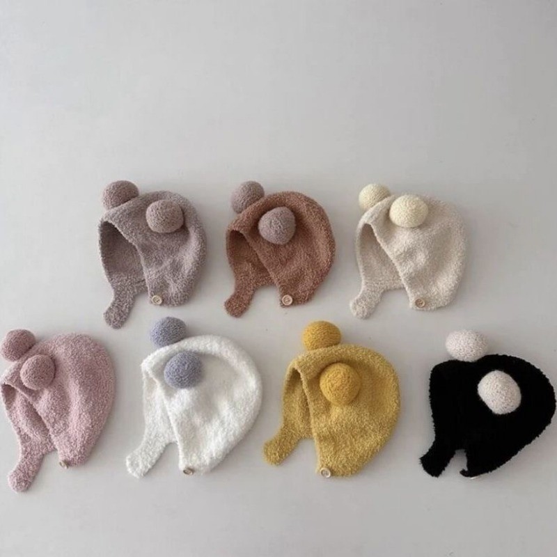 หมวกเด็ก Babyterry น่ารักสุดน่ารักหมีหมวกขนสัตว์เด็กฤดูใบไม้ร่วงฤดูหนาวการ์ตูนเด็กอุปกรณ์เสริม 0-3 ปี