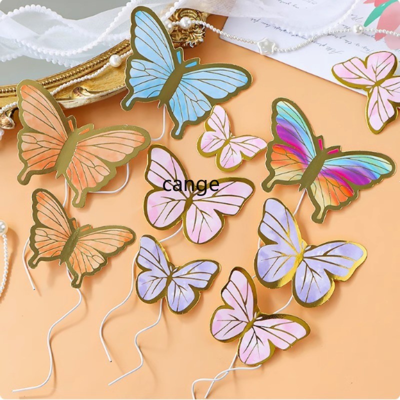 10ชิ้น/เซ็ตผีเสื้อเค้กถ้วยกระดาษตกแต่งเด็กเค้กวันเกิดขนมตกแต่ง ปลั๊ก