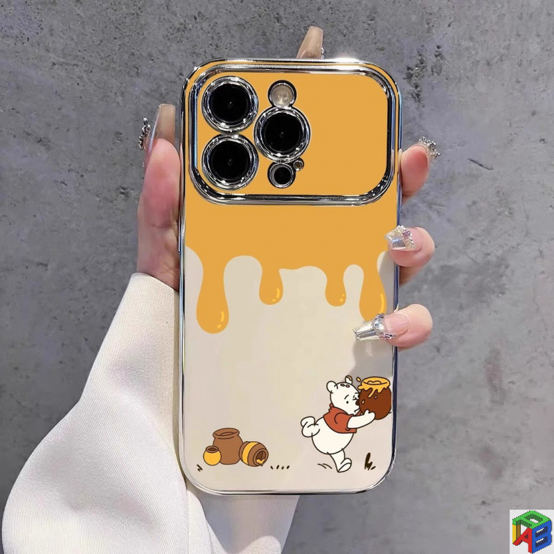 น้ําผึ้งวินนี่เดอะพูห์สําหรับ Apple 15/16promax เคสโทรศัพท์ iphone14plus 11/12/13Pro Max Xsmax Premium Electroplated รวมทุกอย่างเคสป้องกัน