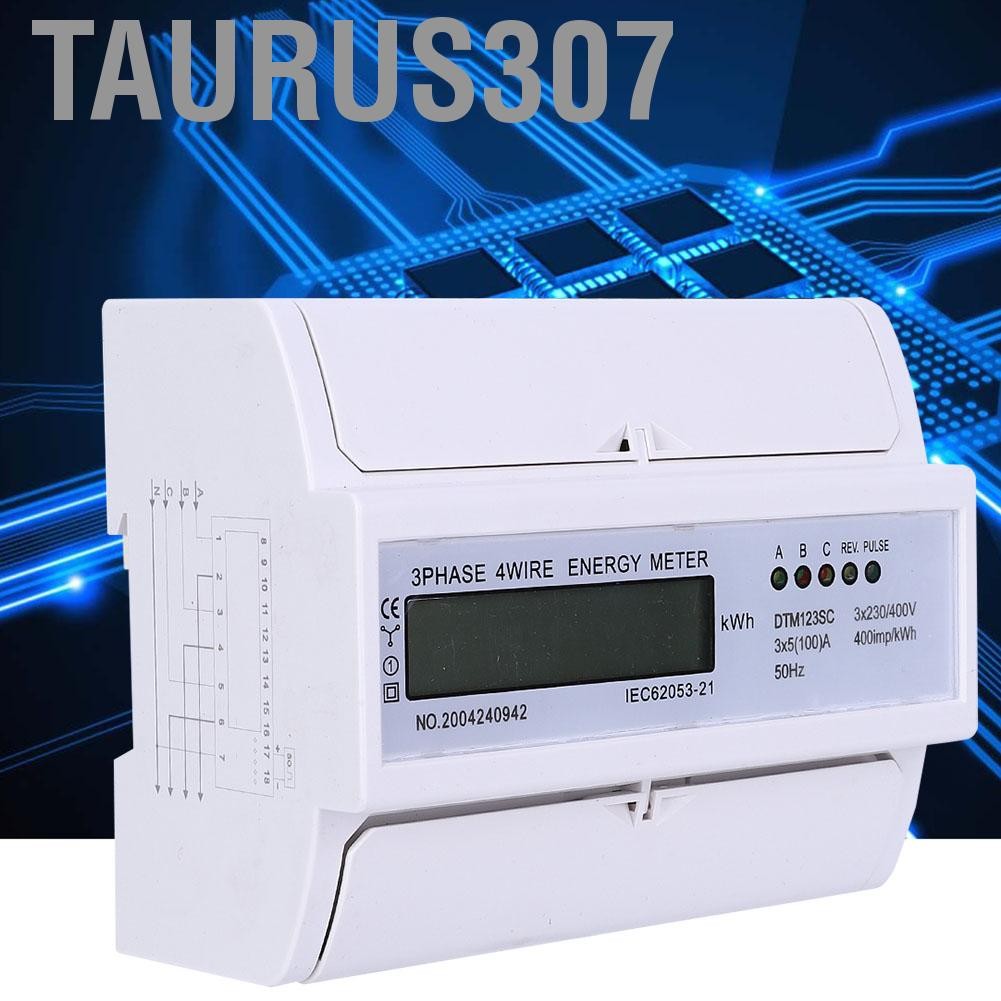 Taurus307 การใช้พลังงานมิเตอร์ไฟฟ้าดิจิตอล 3 เฟส KWh พร้อม LCD 50Hz