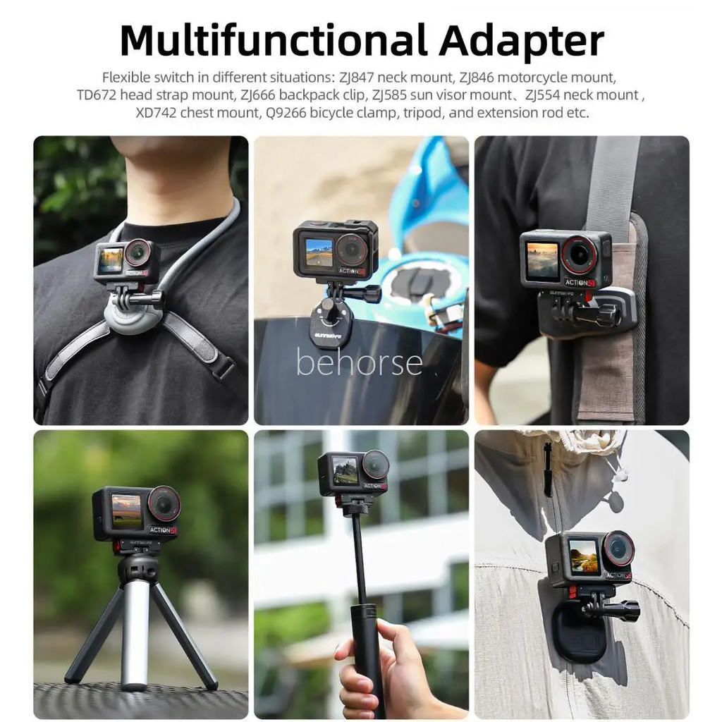 อะแดปเตอร์แม่เหล็กมัลติฟังก์ชั่นสําหรับ DJI Osmo Action 5 Pro/4/3/2 พับอะแดปเตอร์ 2 Claw 1/4 ด้ายสําหรับ DJI Action 5 Pro