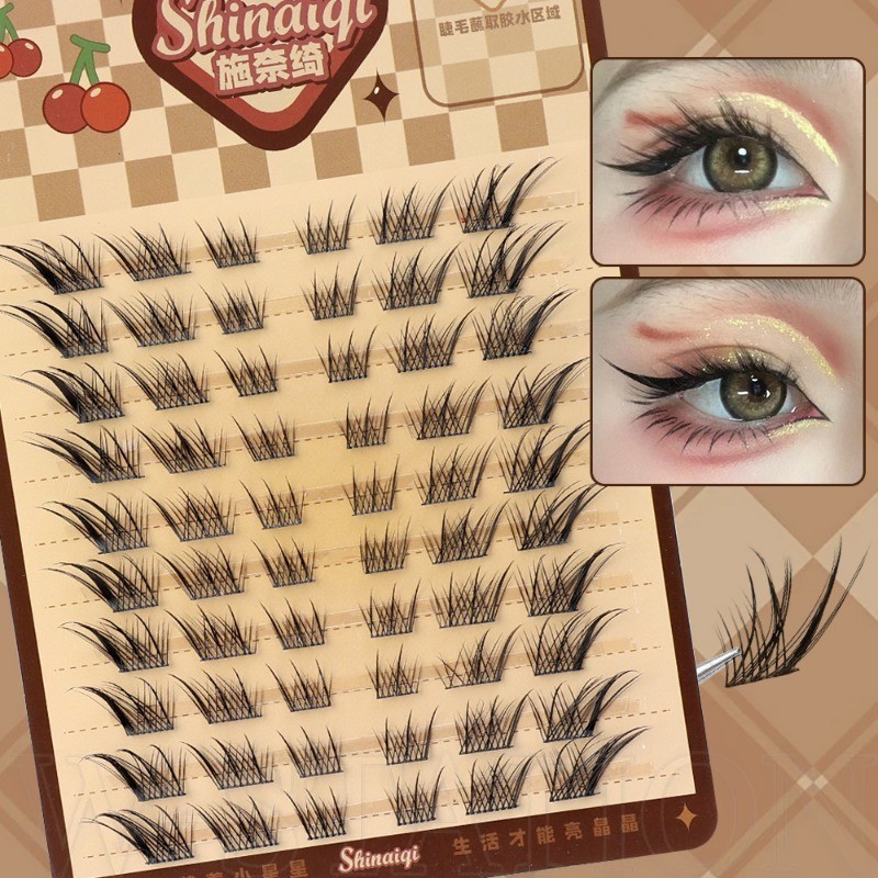 Fox Fake Eyes Lashes - ผู้หญิงคลัสเตอร์เดี่ยว Segmented ขนตาปลอม - Eye Lashes Extension Tool - 3D Natural Curling ยาวหนา - Fluffy, Cross, Messy