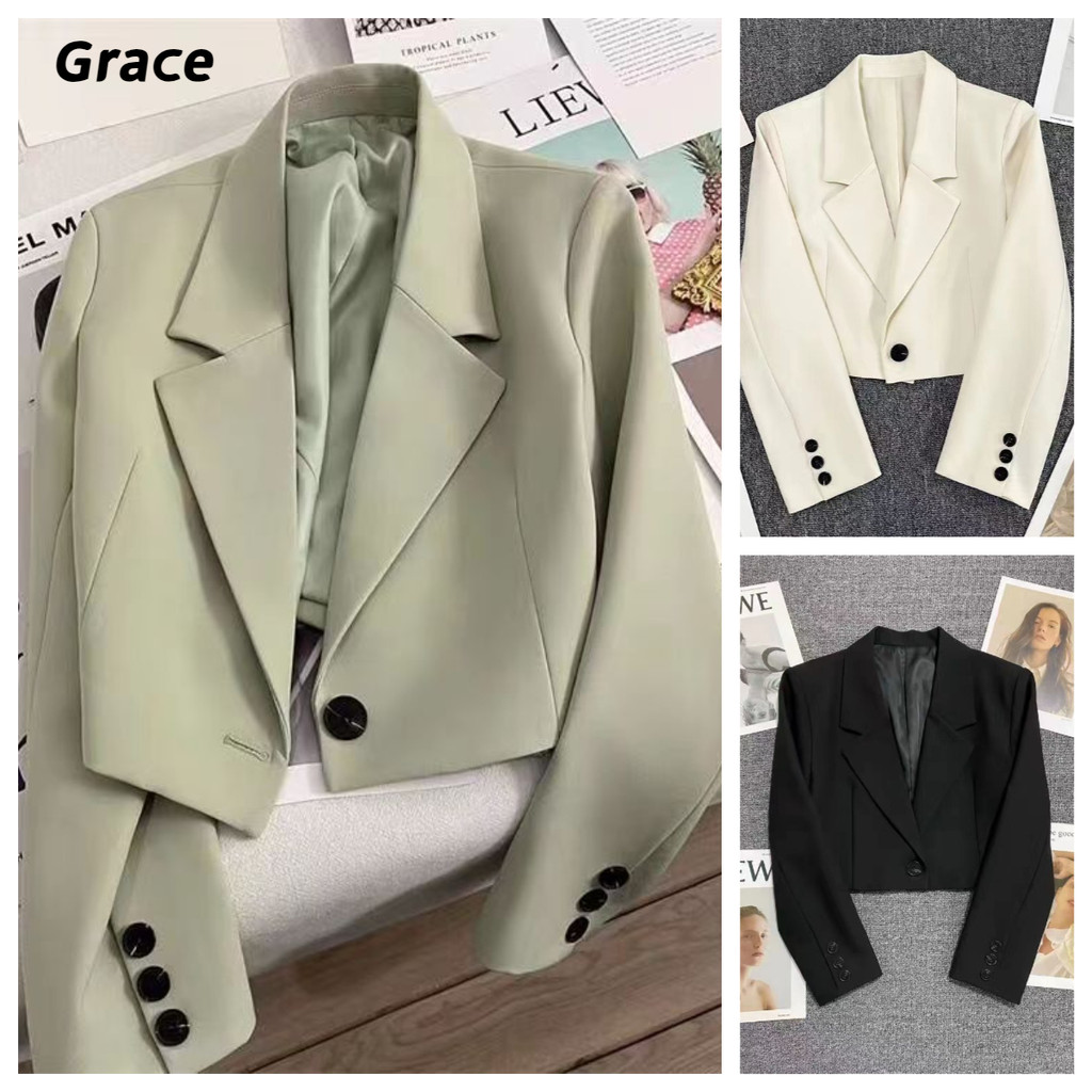 [Grace] เสื้อแจ็คเก็ตสูทแบบสั้นฤดูใบไม้ร่วงสไตล์ใหม่ความรู้สึกระดับไฮเอนด์ชุดสูทลําลองหลากสีแบบบาง G99808#