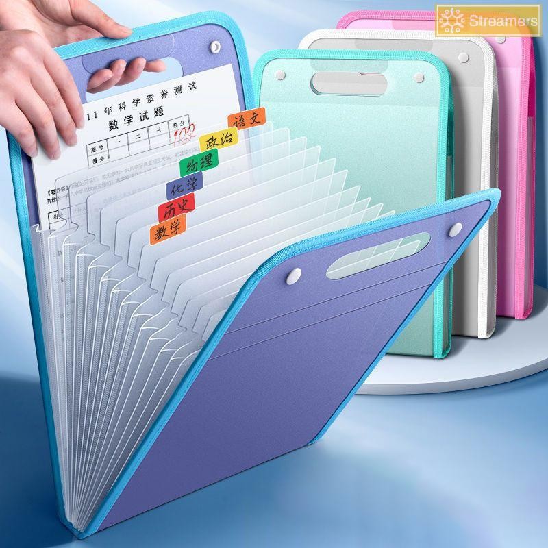 {Streamers} 1pcs กระเป๋าเก็บของแบบพกพาโฟลเดอร์ Multi-Layer ความจุขนาดใหญ่ Organ Bag Test Paper Holder Study And Office Supplies ใหม่