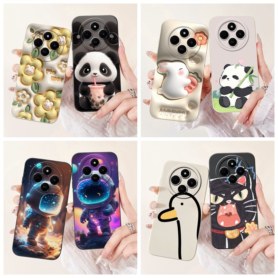 Xiaomi Redmi 14C น่ารักแพนด้ากระต่ายการ์ตูนเคสโทรศัพท์ Redmi 14C เลนส์ป้องกันเคสซิลิโคนอ่อนนุ่ม