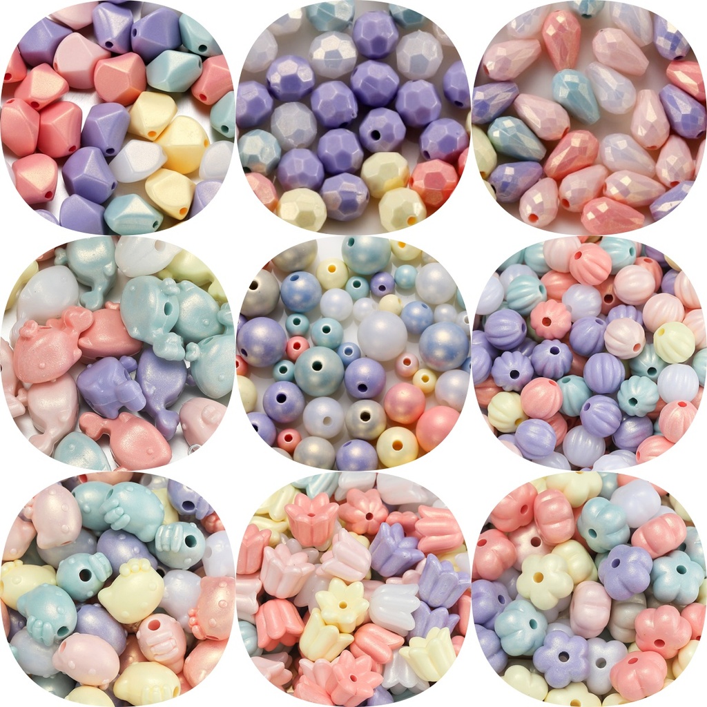 St. kunkka 10-100 ชิ้นอะคริลิคผสมลูกปัด Macaron สีรอบลูกปัด Symphony ดอกไม้ลูกปัด Faceted ลูกปัดสําหรับ DIY สร้อยข้อมือสร้อยคอทํา