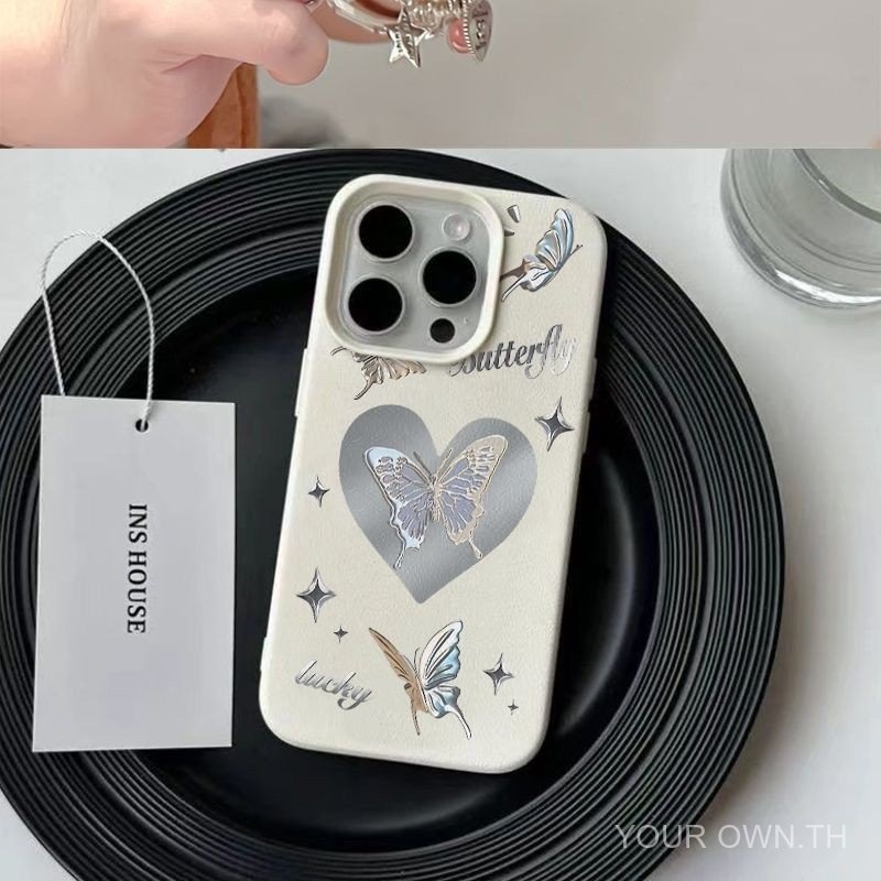 เคสโทรศัพท์หนังสุดหรูลายผีเสื้อสีฟ้าโลหะสำหรับ iPhone 11/12/13/14/15 PRO MAX, 7plus, 8PLUS, 11pro, 13pro, X, XR, XS MAX 7 8-ดีไซน์แฟชั่นคลาสสิก
