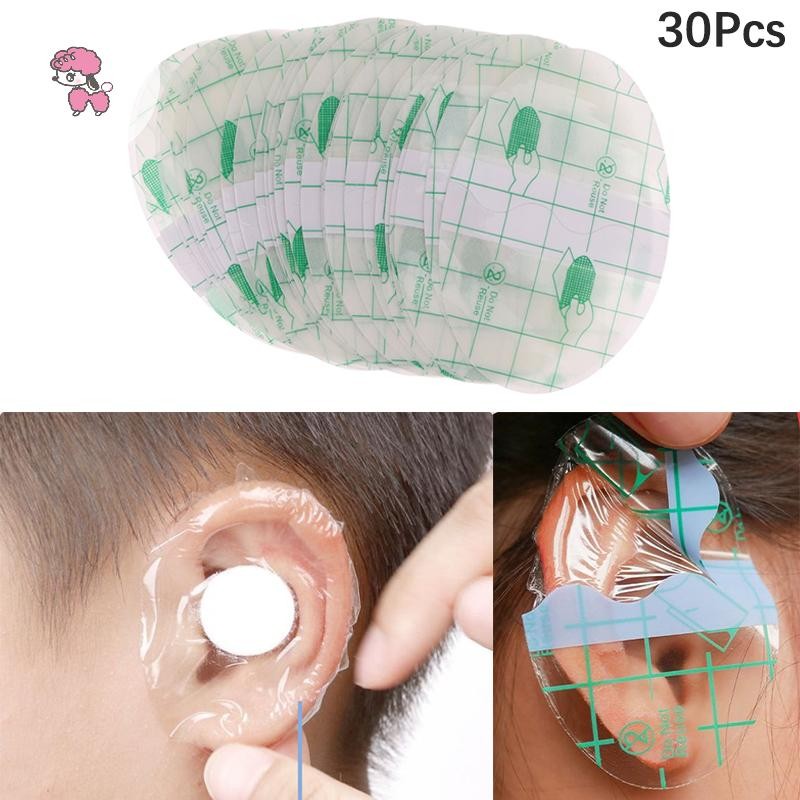Grl 30 ชิ้นพลาสติกกันน้ําป้องกันหูว่ายน้ําหมวก Salon Hairdressing Dye Shield ป้องกันหมวกอาบน้ําเครื่องมือ TH