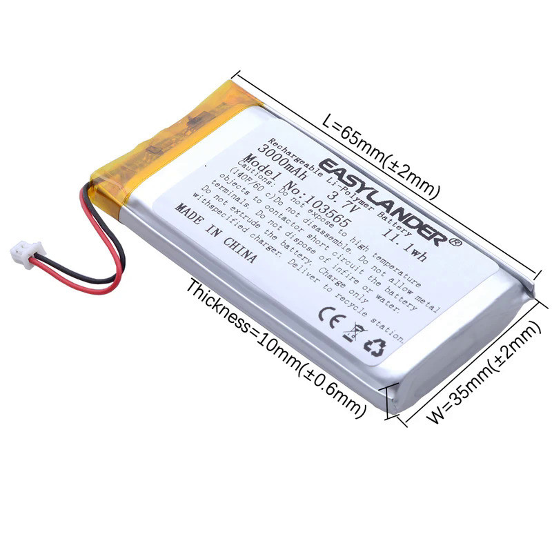 JST1.25 mm 2pin 3.7V 3000mAh 103665 103565 Lithium li-Polymer Li-ion Battery for console Miyoo Mini 