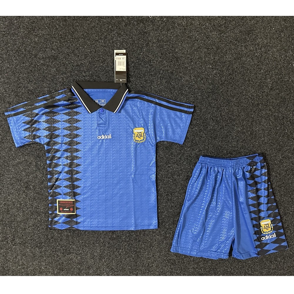 1994 Argentina Retro Away Football Kids Jersey Kit Messi Maradaona ชุดกีฬา