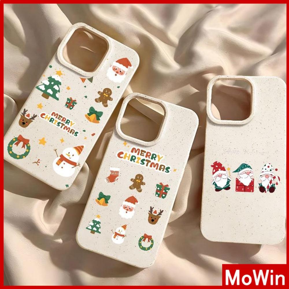 Mowin - เคส iPhone 15 Pro max สี Straw Wheat เป็นมิตรกับสิ่งแวดล้อม สีขาว เคสกันกระแทกแบบนุ่ม คริสมาสน่ารัก Compatible with iPhone 14 Pro max 14 13 12 11 Pro max XR XS 7 8Plus