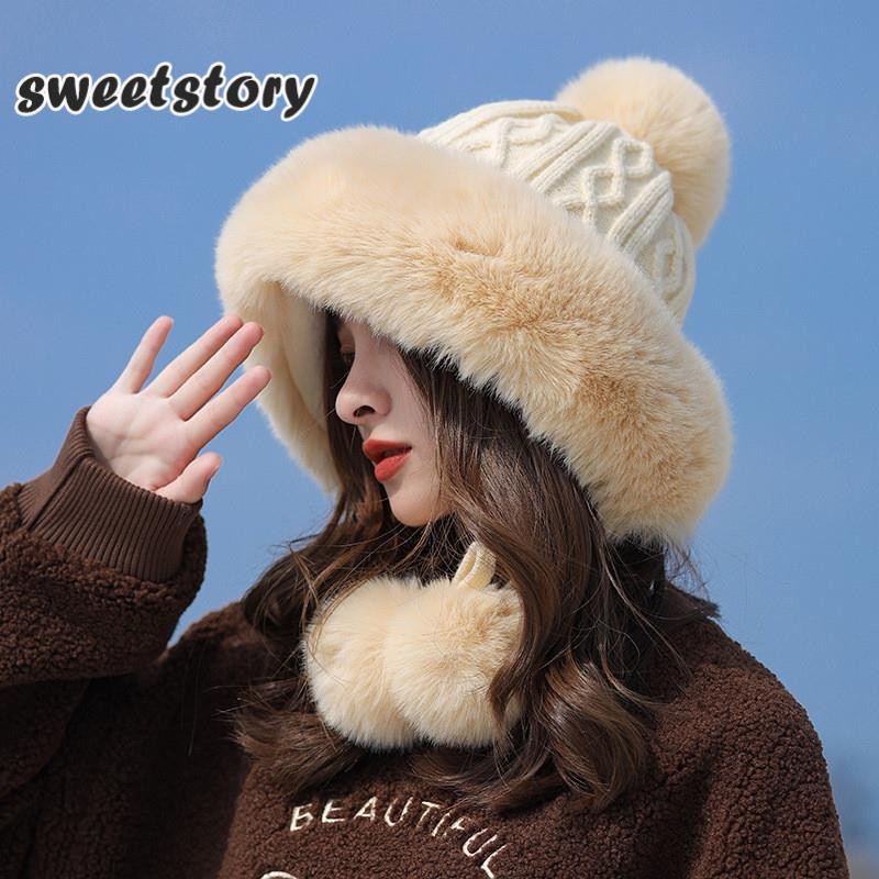 หมวก Earflap กลางแจ้งขนสัตว์ถักหมวกสกีหิมะขนแกะผู้หญิงฤดูหนาวหมวกเย็น