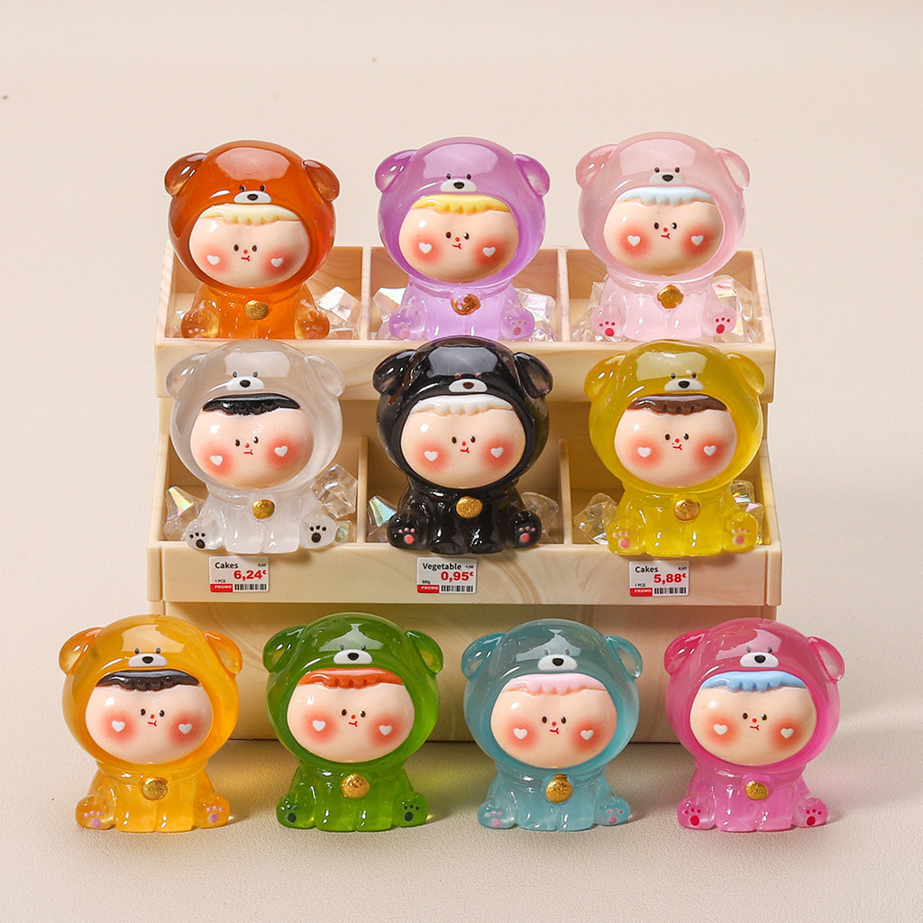 10 ชิ้น Luminous Glow Bunny Bear 3D เรซิ่น Charms สําหรับ DIY (Z-8)