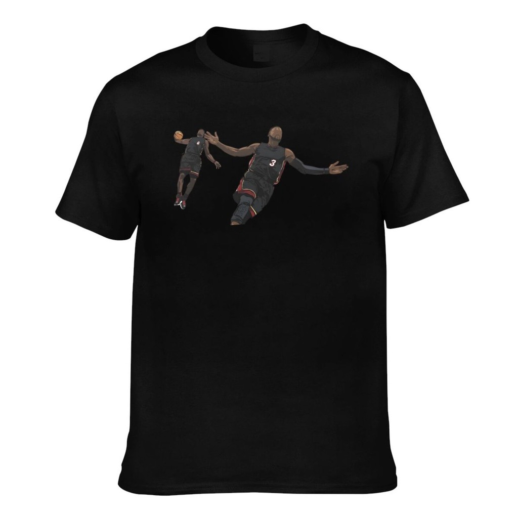 Dwyane Wade And Lebron James Iconic Miami Dunk เสื้อยืดผู้ชายคุณภาพสูงยอดนิยม