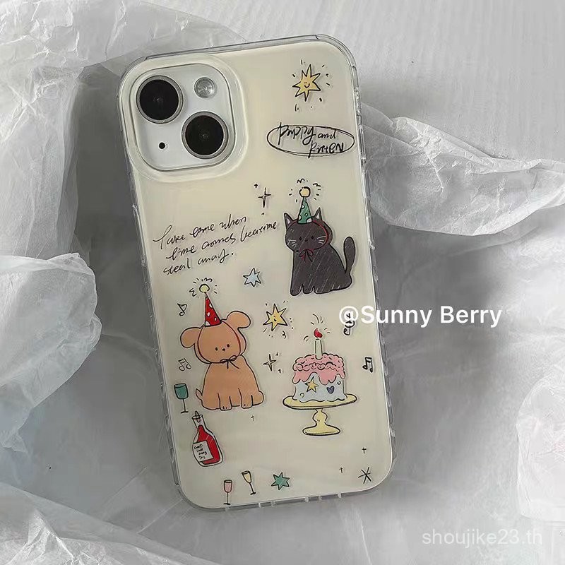 ซอกรักษาลูกสุนัขน่ารักสำหรับปาร์ตี้แมว15แอปเปิ้ล14PROMAX เคสโทรศัพท์ iphone13/12 eo1h