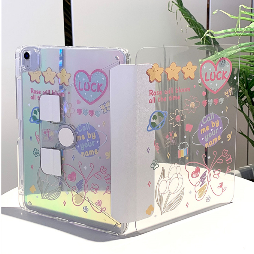 เคสไอแพด 2022 gen10 gen7/gen8/gen9 10.2 Air11Air5 10.9 Pro11 2018/2020/ IPAD 720°rotation หน้าปกโปร่งใส พร้อมถาดใส่ปากกา