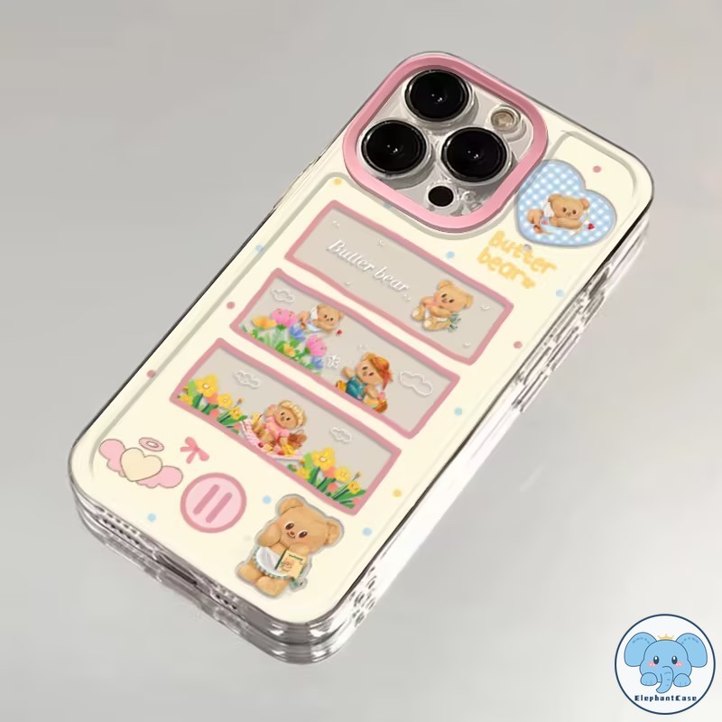 โบว์น่ารักลูกแมว Butter Bear เข้ากันได้เคสไอโฟน 13 11 15 12 14 Pro Max 12 13 14 15 Pro XR X XS Max 6 6s 7 8 Plus SE 2020 - รูปที่ 5