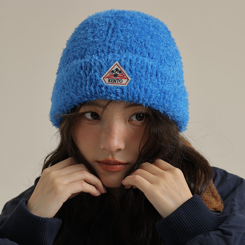 2024 สไตล์ใหม่ Niche สไตล์อเมริกันตุ๊กตาหมวกเย็นผู้หญิงฤดูหนาว Warm Cold-Proof ถักหมวกขนสัตว์ Street สวมใส่แฟชั่นขนสัตว์