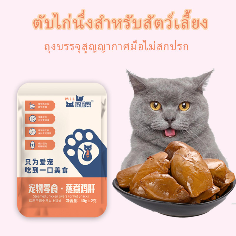 [40G] ขนมขบเคี้ยวสำหรับสัตว์เลี้ยง ตับไก่ต้ม ขนมขบเคี้ยวสำหรับสุนัขและแมวนึ่ง ขนมขบเคี้ยวสำหรับสุนัขและแมว