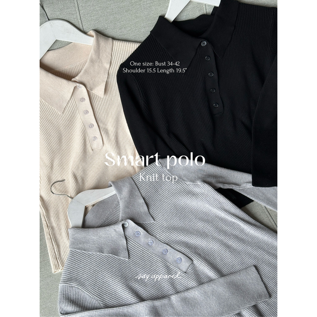 SAY APPAREL: Smart polo knit top