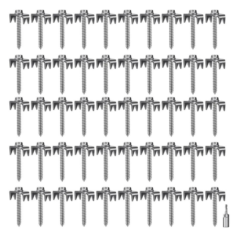 L69A Metal Fence Nails Secure Fasteners Versatile Wire Fence Staple Reusable with Wire Fixers set fo