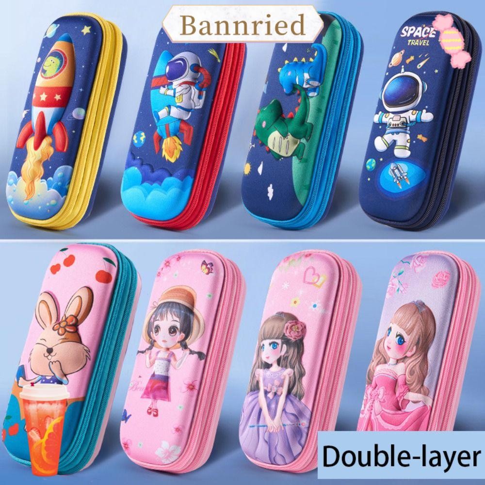 Bannriedsg989 กล่องใส่ปากกา ดินสอ EVA สองชั้น แบบพกพาความจุขนาดใหญ่เครื่องเขียนกันน้ํา Organizer สํานักงานโรงเรียน