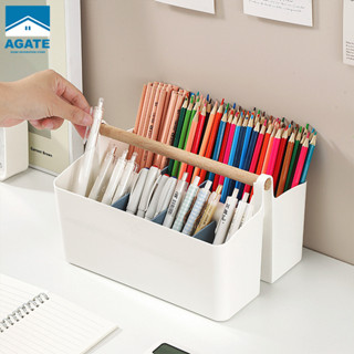 ตะกร้าแบ่งช่อง กล่องใส่ปากกา กล่องเก็บเครื่องเขียน กล่องใส่ข…