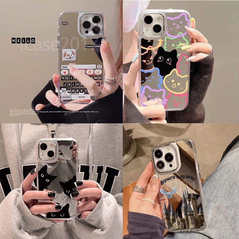เคสโทรศัพท์กระจกแมวที่ไม่ซ้ํากัน Samsung S24 S23 S22 S21 Note20 Ultra S20 FE M34 M32 กันกระแทกป้องกัน