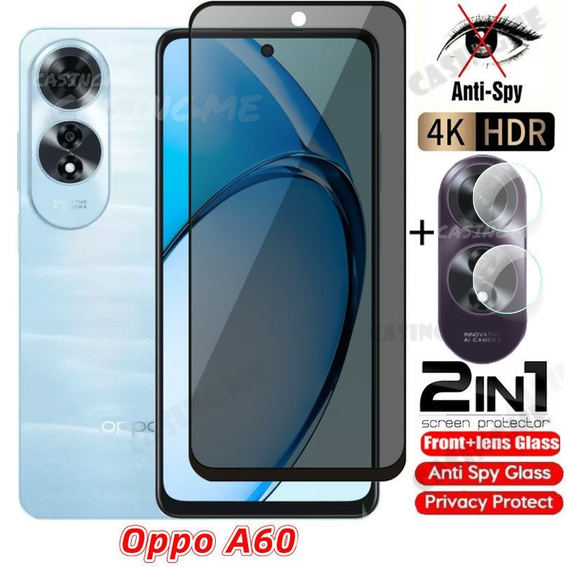 OPPO A60 2024กระจกนิรภัยส่วนตัว Anti-Spy เต็มรูปแบบป้องกันหน้าจอ Anti Peek ความเป็นส่วนตัวฟิล์มสำหรับ OPPO A60 oppoa60 A 60 60A cph2631 4G 5G 2024 Anti Peek ความเป็นส่วนตัวฟิล์ม dyzq