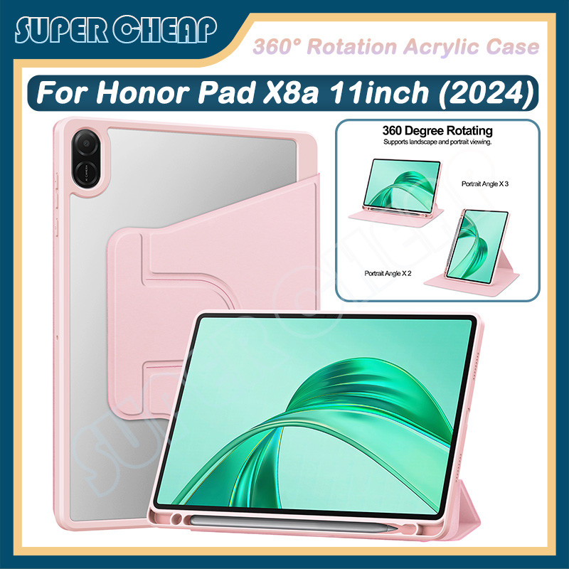 สําหรับ Honor Pad X8a 11 นิ้ว 2024 360° หมุนอะคริลิปกหลังกันกระแทกกรณีแท็บเล็ต