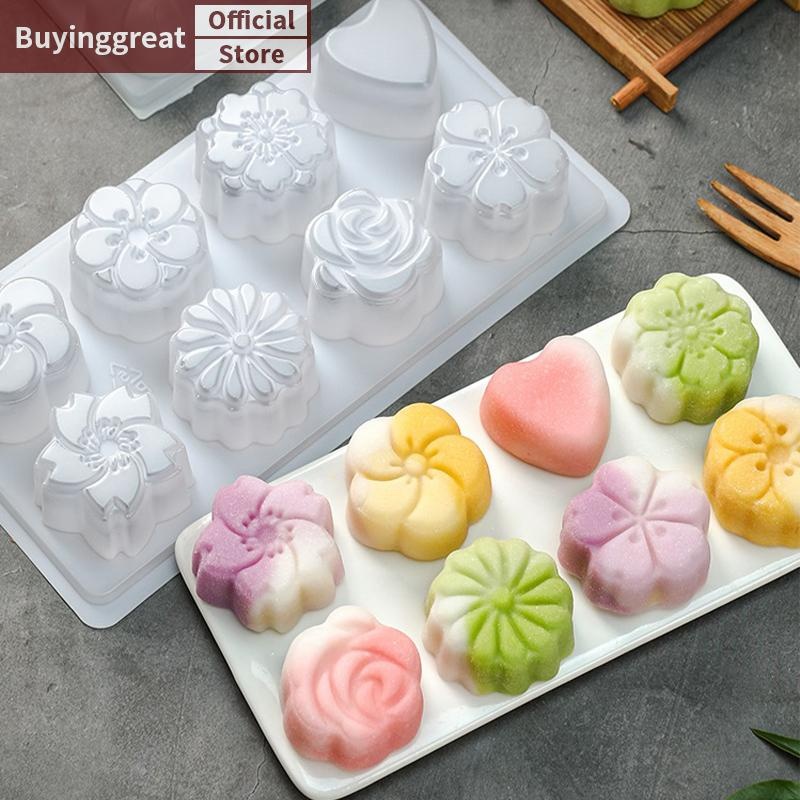 Tst แม่พิมพ์เยลลี่ 8 ช่องพลาสติก Fondant ดอกไม้หัวใจพุดดิ้ง Mould Home Kitchen นํากลับมาใช้ใหม่ SG