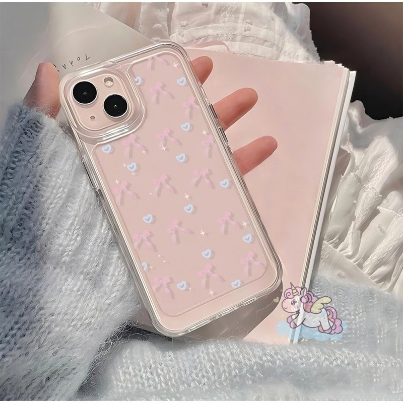 Heart Shape Bow Tie Clearน่ารักกรณีHP OPPO A3xล่าสุดA3 A60 Reno 12 11 Pro 5G 12F 11F Realme C61 C63 